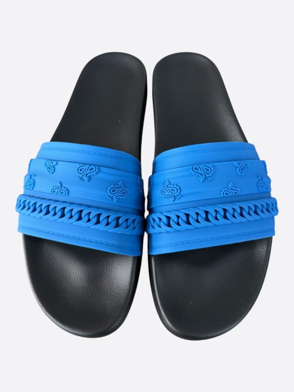 Amiri Blue & Black Bandana Chain Slides